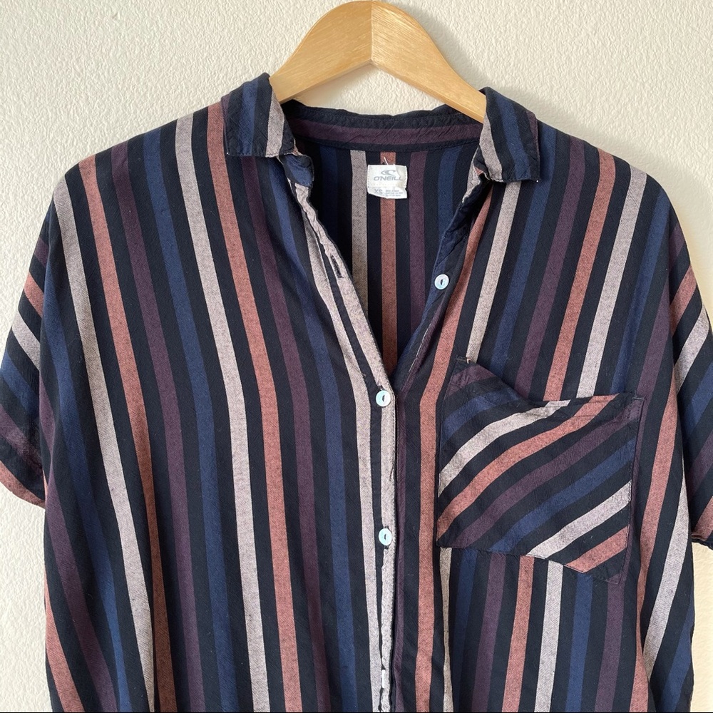 O’Neill Demi Stripe Shirt Button Up Tie Front XS - Picture 8 of 14